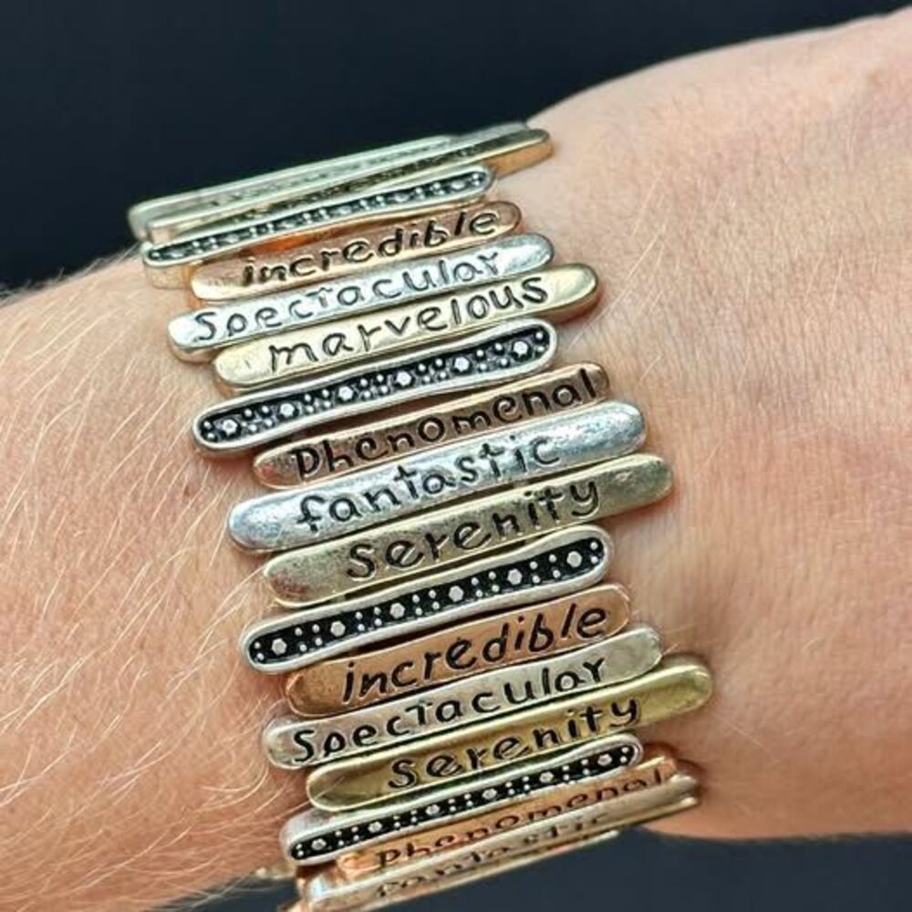 Inspirational Word Stretch Bracelet – Mixed Metal